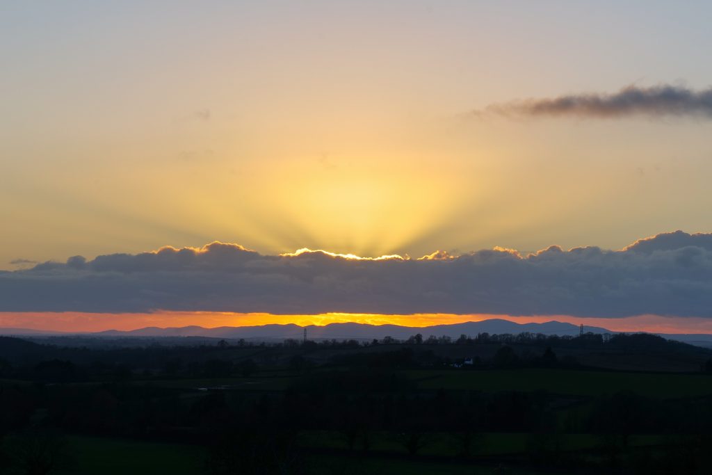 Sunset over the Malvern Hills